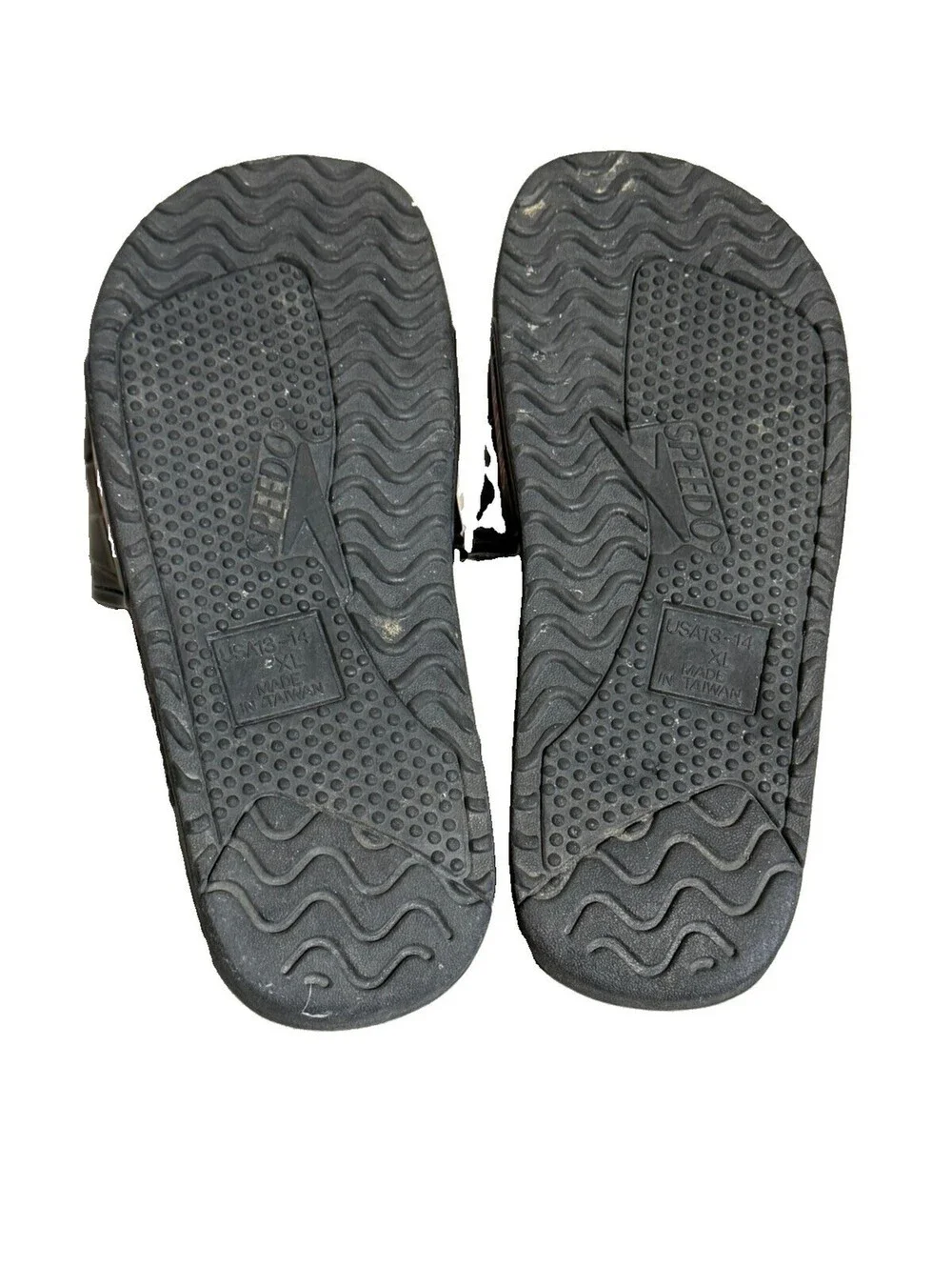 Speedo Mens Slide Sandals USA 13-14 XL Black Gray Adjustable Pool Shower Beach
